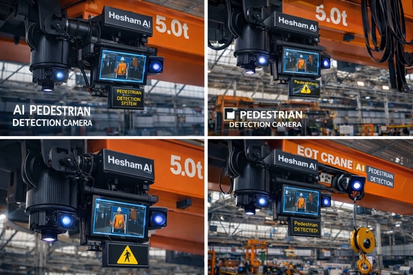Key Features & BenefitsAI-based human detection (no tags, no wearables)Real-time pedestrian intrusion detectionCustomisable danger zone & detection rangeInstant audio + visual alertsWorks in harsh industrial conditionsReduces human error and dependencyImproves safety compliance & audit scoresEasy retrofit on existing EOT cranesApplicationsEOT / HOT Crane SafetyCrane Pedestrian DetectionOverhead Crane Restricted ZonesHeavy Load Handling AreasSteel & Metal IndustriesFoundries & Fabrication ShopsLarge Manufacturing PlantsWarehouse Crane Bays