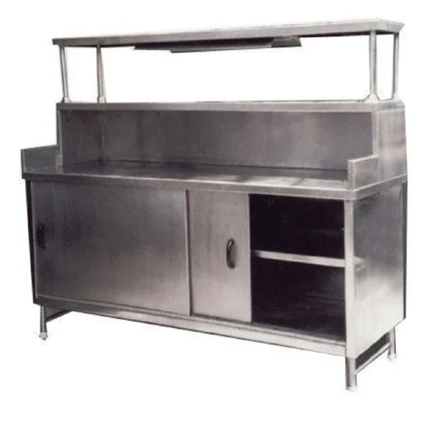 Silver Rectangular Pick Up Service Counter with Bain Marie , For Hotel