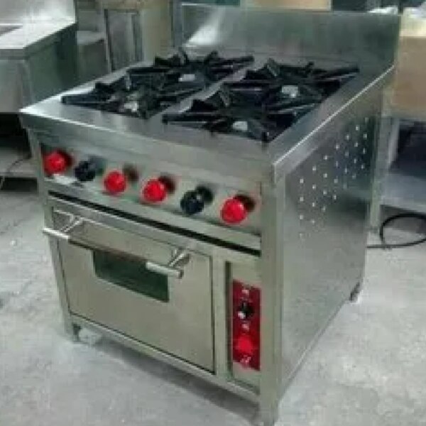 Stainless Steel Four Gas Burner with Storage Counter