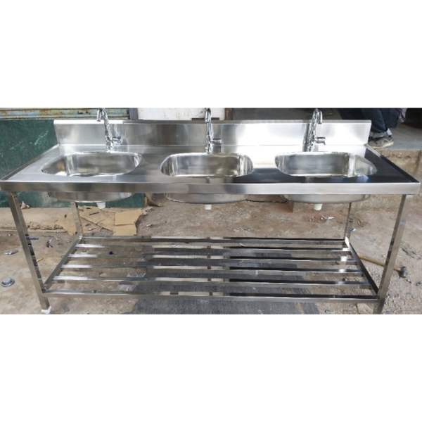 Steel Busah Ss Three Sink Unit