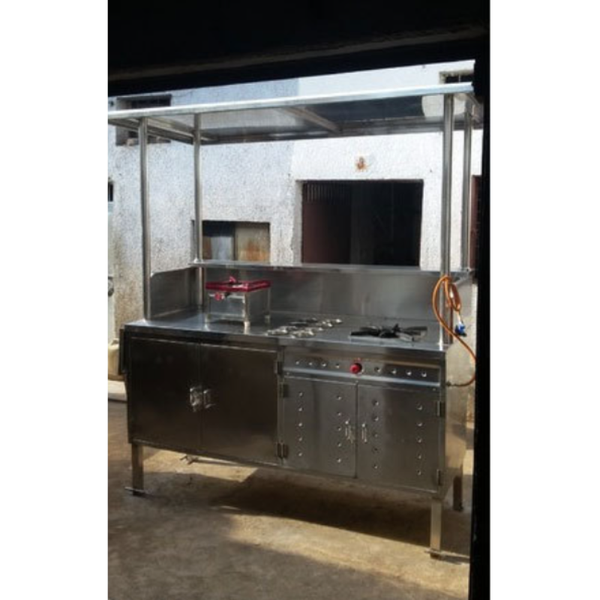 Grey Stainless Steel SS Pav Bhaji Service Counter