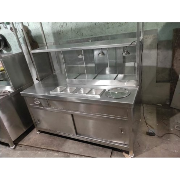 Silver Metal SS Ice Pani Poori Counter
