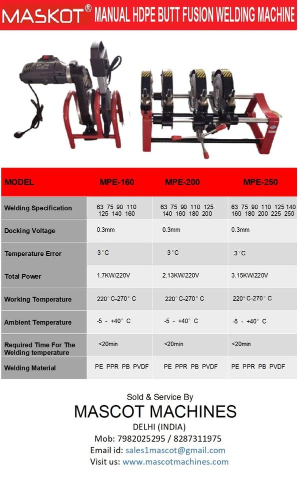 HDPE Butt Fusion Manual Machine