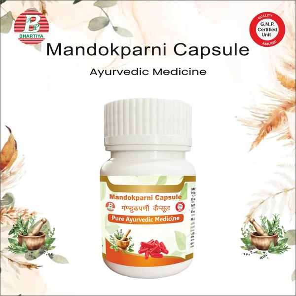 MANDUKPARNI MANDUKPARNI (Centella asiatica L.) The Rejuvenative “Memory Herb” — Leaves and Whole PlantMandukparni, also known as Brahmi in Ayurveda, is a highly valued herb for its brain-boosting, rejuvenative, and adaptogenic properties. Rich in triterpenoids, flavonoids, and essential nutrients, Mandukparni is considered beneficial for cognitive function, nervous system health, skin health, wound healing, and overall vitality. CLASSICAL AYURVEDIC REFERENCES1. Charaka Samhitao Mentioned in Kalpa Sthana as a Medhya (intellect-promoting) and Rasayana (rejuvenative) herb.o Leaves are used to strengthen memory, intellect, and Ojas.2. Sushruta Samhitao Recommended for Vata and Pitta disorders, nervous system weakness, and mental fatigue.o Described as Snigdha (unctuous), Sheeta (cooling), and Balya (strength-giving).3. Bhavaprakasha Nighantuo Called Mandukparni / Brahmi.o Promotes longevity, memory, and cognitive function.o Used in Medhya, Hridya, and Rasayana formulations. CLASSICAL STORY / ANECDOTEMandukparni is often referred to as the “herb of intellect” in classical texts. It was traditionally consumed by scholars, students, and warriors to enhance memory, focus, and mental stamina. Ayurvedic legends describe it as a herb that balances the mind, improves clarity of thought, and nurtures longevity. BOTANICAL INFORMATION OF MANDUKPARNI• Scientific Name: Centella asiatica L.• Family: Apiaceae• Order: Apiales• Genus: Centella• Species: asiaticaCommon Names:• Sanskrit: Mandukparni, Brahmi• Hindi: Brahmi, Mandukparni• English: Gotu Kola, Indian Pennywort• Tamil: Vallarai• Telugu: Brahmi• Malayalam: Thankuni• Kannada: Brahmi• Bengali: Bhringraj (sometimes confused with Bacopa) SYNONYMS IN CLASSICAL AYURVEDIC NIGHANTUS• Charaka Samhita: Mandukparni – Medhya, Rasayana, Balya• Sushruta Samhita: Mandukparni – Medhya, Sheeta, Balya• Bhavaprakasha Nighantu: Mandukparni / Brahmi – Enhances memory, longevity, and vitality MORPHOLOGY OF MANDUKPARNI• Plant Type: Creeping perennial herb• Height: 10–30 cm• Leaves: Small, fan-shaped, kidney-shaped, green• Flowers: Tiny, white to light purple, inconspicuous• Roots: Thin, fibrous, spreading• Stem: Creeping, rooting at nodes ECOLOGICAL PREFERENCES• Climate: Tropical to subtropical; tolerates wet and humid conditions• Soil: Moist, loamy, or sandy soil, pH 6–7• Habitat: Marshy fields, near water bodies, gardens• Altitude: Sea level to 1,500 m GEOGRAPHICAL DISTRIBUTION• India: Kerala, Tamil Nadu, West Bengal, Maharashtra, Assam• Outside India: Sri Lanka, Southeast Asia, Africa, Australia, South America CLASSICAL AYURVEDIC PROPERTIES (RASA–GUNA–VIRYA–VIPAKA)• Rasa (Taste): Tikta (bitter), Madhura (sweet), Katu (pungent)• Guna (Qualities): Laghu (light), Snigdha (unctuous)• Virya (Potency): Sheeta (cooling)• Vipaka (post-digestive effect): Madhura (sweet)• Dosha Effects: Vata-Pitta hara, Kapha samana in moderation THERAPEUTIC ACTIONS (KARMA)1. Medhya: Improves memory, concentration, and intellect2. Hridya: Supports cardiovascular and nervous system health3. Balya: Enhances strength and immunity4. Rasayana: Rejuvenates, promotes longevity, and vitality5. Keshya & Twachya: Nourishes hair and skin6. Vatahara & Pittahara: Balances Vata and Pitta doshas7. Vranaropana: Supports wound healing INDICATIONS• Nervous System: Memory loss, mental fatigue, anxiety, stress• Digestive System: Poor digestion, liver disorders• Skin & Hair: Dry skin, eczema, premature greying, hair fall• Cardiovascular System: Mild hypertension• General Health: Fatigue, weakness, slow recovery MODERN PHARMACOLOGY & PHYTOCHEMISTRY• Major Constituents:o Triterpenoids: Asiaticoside, Madecassosideo Flavonoids, Phenolicso Vitamins (A, C), Minerals (Ca, Mg, Fe)o Alkaloids, Saponins• Pharmacological Actions:o Neuroprotective, Cognitive enhancero Antioxidant, Anti-inflammatoryo Adaptogenic, Anti-anxietyo Wound healing, Hepatoprotectiveo Cardioprotective CULTIVATION DETAILS• Propagation: Seeds, cuttings, or runners• Sowing Time: Pre-monsoon or early monsoon• Spacing: 30–50 cm between plants• Irrigation: Regular, requires moist soil• Fertilization: Organic manure preferred• Harvesting: Leaves – 3–4 times/year; Whole plant for formulations CLASSICAL DOSAGE (According to Ayurvedic Granthas)• Leaves / Whole Plant: 3–6 g/day (powdered or fresh juice)• Decoction / Juice: 30–60 ml/day• Oil (Brahmi Taila): 5–10 ml/day for hair and scalp• Paste / Topical: As per therapeutic requirement for wounds, skin disorders MANDUKPARNI FORMULATIONS – BHARTIYA AYURVEDIC PHARMACYBhartiya Ayurvedic Pharmacy offers a range of Mandukparni-based products preserving its full rejuvenative and cognitive-supportive properties.Key Uses of Mandukparni Formulations:• Enhances memory, concentration, and mental clarity• Reduces stress and nervous system fatigue• Supports skin and hair health• Acts as Rasayana for overall vitality and longevity MANDUKPARNI CAPSULE• Contains premium Mandukparni powder or extract• Key Benefits:o Improves memory, intellect, and mental staminao Supports nervous system and cognitive functiono Enhances immunity and overall vitality• Dosage: 1–2 capsules twice daily with warm water or as directed• Safety & Precautions:o Safe for long-term useo May lower blood sugar or blood pressure; monitor if on medications• Formulation Highlights: 100% natural, no artificial additives MANDUKPARNI POWDER• Made from premium dried Mandukparni leaves and whole plant• Key Benefits:o Supports memory, cognition, and mental alertnesso Promotes stress relief and nervous system healtho Nourishes skin and hair• Dosage: 3–6 g/day with warm water, milk, or ghee• Safety & Precautions:o Safe for long-term useo Mild laxative effect may occur in sensitive individuals• Suggested Use: Ideal for daily Rasayana and cognitive support