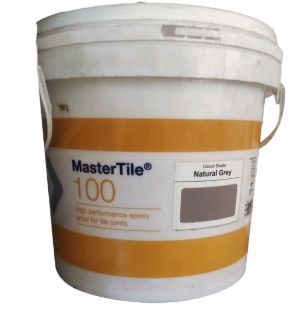 BASF Mastertile Epoxy GroutEpoxy resin-based tile grouting system for pavers, ceramic tiles, stone tiles, mosaics and acid resistant tiles in medium and heavy-duty corrosive and hygienic environments.MasterTile 100 is available in selective twelve shades.Recommended uses:Joints in Vitrified, Ceramic, mosaic tiles Stain free finish for any kind of natural stone Indoor and outdoor use Swimming pools and leisure facilities Showers, Artificial water bodies and hot springs Heavy duty workshops, garages and services facilities Food production: meat, fish, vegetable and fruit processing, canning areas, dairies and bakeriesSewerage plant & sewer lines