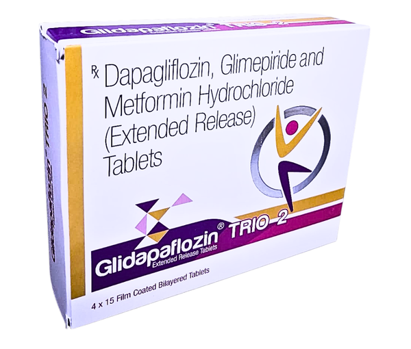 Composition: Dapagliflozin 10 mg + Glimepiride 2 mg + Metformin Hydrochloride 500 mg (Extended Release)Managing type 2 diabetes requires a balanced approach that includes proper medication, healthy lifestyle choices, and regular monitoring of blood sugar levels. Modern diabetes management often involves combination therapies that target blood glucose control through multiple mechanisms. One such effective combination medicine is GLIDAPAFLOZIN TRIO 2.This medication contains three well-known antidiabetic agents—Dapagliflozin, Glimepiride, and Metformin Hydrochloride in an extended-release formulation. Together, these medicines work in different ways to help control blood sugar levels effectively in adults with type 2 diabetes.This article provides a comprehensive overview of the product, its uses, benefits, possible side effects, and important information patients should know before using it.Product OverviewGLIDAPAFLOZIN TRIO 2 is a triple-combination oral antidiabetic tablet designed to help manage blood glucose levels in patients diagnosed with Type 2 Diabetes.Each tablet contains:Dapagliflozin 10 mgGlimepiride 2 mgMetformin Hydrochloride 500 mg (Extended Release)These ingredients work together to reduce high blood sugar levels through complementary mechanisms, helping patients achieve better glycemic control.Combination therapy like this is commonly recommended when a single medication alone is not sufficient to manage blood glucose levels.How the Medicine WorksThe three active ingredients in GLIDAPAFLOZIN TRIO 2 work through different pathways in the body.1. DapagliflozinDapagliflozin belongs to a class of drugs known as SGLT2 inhibitors. It works by helping the kidneys remove excess glucose from the body through urine. This reduces blood sugar levels and may also provide additional cardiovascular and kidney benefits in some patients.2. GlimepirideGlimepiride stimulates the pancreas to release more insulin. Insulin is the hormone responsible for moving glucose from the bloodstream into cells where it can be used as energy.3. Metformin Hydrochloride (Extended Release)Metformin Hydrochloride helps lower blood sugar by reducing glucose production in the liver and improving insulin sensitivity in the body. The extended-release formulation ensures a steady release of the medicine over time, improving tolerance and effectiveness.Together, these three medicines provide a comprehensive approach to blood sugar management.Uses of GLIDAPAFLOZIN TRIO 2GLIDAPAFLOZIN TRIO 2 is primarily prescribed for the management of Type 2 Diabetes in adults.Main UsesBlood Sugar ControlThe medication helps reduce high blood glucose levels in patients whose diabetes is not adequately controlled with diet, exercise, or single-drug therapy.Improving Insulin FunctionIt improves the body’s response to insulin and helps regulate glucose metabolism.Preventing Diabetes ComplicationsProper blood sugar control reduces the risk of long-term complications such as nerve damage, kidney disease, vision problems, and cardiovascular issues.Supporting Weight and Metabolic HealthThe presence of dapagliflozin may help some patients experience mild weight reduction and improved metabolic balance.Key BenefitsThe combination of three effective antidiabetic agents offers several important benefits.1. Triple Mechanism ActionThe medicine works through three complementary mechanisms, targeting multiple causes of high blood sugar.2. Better Glycemic ControlPatients often achieve improved HbA1c levels compared to single-drug therapy.3. Reduced Risk of Long-Term ComplicationsMaintaining controlled blood sugar levels helps prevent complications associated with diabetes.4. Convenient Single Tablet TherapyInstead of taking multiple medicines separately, patients can manage their treatment with a single tablet, improving medication adherence.5. Extended Release TechnologyThe extended-release formulation of Metformin Hydrochloride ensures gradual drug release, reducing stomach discomfort and improving patient tolerance.6. Improved Energy and Daily FunctioningProper blood sugar control helps patients feel more energetic and maintain better overall health.Possible Side EffectsLike all medications, GLIDAPAFLOZIN TRIO 2 may cause some side effects. However, not everyone experiences them.Common Side EffectsMild stomach discomfortNausea or vomitingDiarrheaHeadacheIncreased urinationLow blood sugar (hypoglycemia), especially when meals are skippedLess Common Side EffectsUrinary tract infectionsDizziness or weaknessMild dehydrationRare but Serious EffectsSevere hypoglycemiaLactic acidosis (very rare but serious condition linked with metformin)Allergic reactionsPatients should immediately consult a healthcare professional if they experience unusual symptoms such as severe weakness, difficulty breathing, or persistent stomach pain.Precautions and Safety AdviceBefore starting GLIDAPAFLOZIN TRIO 2, patients should inform their doctor if they have:Kidney diseaseLiver problemsHeart conditionsHistory of severe dehydrationAny known drug allergiesPatients should also avoid skipping meals and maintain proper hydration to reduce the risk of low blood sugar.Regular monitoring of blood glucose levels is important while using this medication.Lifestyle Tips for Better ResultsMedication alone cannot control diabetes. Patients should combine treatment with healthy habits.Recommended lifestyle practices include:Maintaining a balanced diabetic dietExercising regularlyMonitoring blood sugar levelsAvoiding excessive sugar and processed foodsManaging stress levelsGetting sufficient sleepThese lifestyle changes enhance the effectiveness of diabetes medications.ConclusionManaging diabetes requires a consistent and comprehensive approach. Combination medicines like GLIDAPAFLOZIN TRIO 2 provide an effective solution for patients who need stronger glucose control than single-drug therapy can offer.