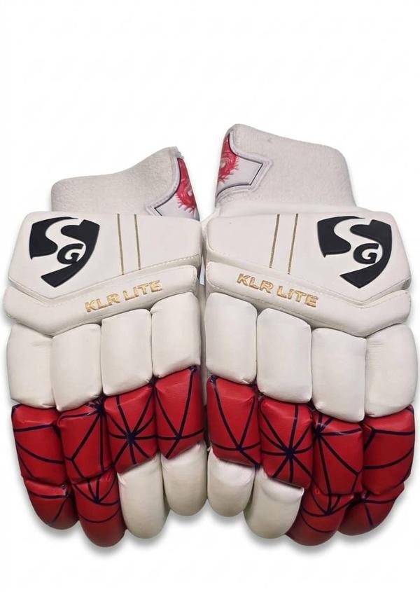 SG KLR Lite Batting Gloves Men is one of the latest model in KL Rahul series.Meant for professional players.Palm is made from high quality sheep leather.Additional leather patch on hand-wearing area.Imported PU and cotton filled finger rolls.Extra finger protection reinforced with a thermoplastic polyurethane insert in the first four fingers of both hand.Split thumb top section with extra fibre protection.SG KLR batting gloves has three piece side bar protection in both hands.Sponge-padded spacer mesh back for better fit and comfort.Nylon gusset for ventilation.Toweled wristband with embossed velcro fastener.Country of origin: Made in India.KL Rahul batting gloves is available in size Men