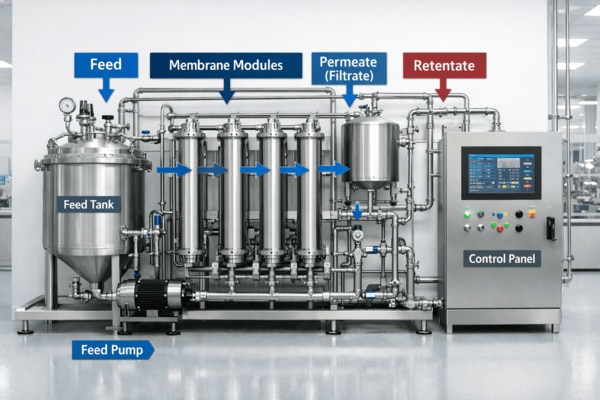 🌐 Key Benefits of Membrane Filtration in Biotech:High Purity & Sterilization: Removes bacteria, viruses, and unwanted particles, ensuring sterile products for pharmaceuticals and biotech applications.Efficient Separation: Allows selective passage of smaller molecules while retaining larger ones, ideal for protein purification and enzyme recovery.Cost-Effective & Scalable: Requires less energy compared to thermal methods and can be scaled easily for industrial production.Improved Yield: Concentrates valuable biomolecules without damaging them, boosting overall productivity.Versatility: Supports multiple processes like microfiltration (cell removal), ultrafiltration (protein concentration), nanofiltration (salt removal), and reverse osmosis (water purification).🔬 Applications in Biotech:Pharmaceutical Manufacturing: Sterile filtration of injectable drugs.Fermentation Processes: Separation of cells from culture broth.Protein & Enzyme Purification: Concentration and fractionation of biomolecules.Water & Media Preparation: Ensures contamination-free inputs for sensitive processes.📊 Types of Membrane Filtration in BiotechType	                       Pore Size Range	        Typical Use in BiotechMicrofiltration	           0.1–10 µm	              Cell removal, clarificationUltrafiltration	           1–100 nm	        Protein concentration, virus removalNanofiltration	           0.5–2 nm	           Salt removal, partial demineralizationReverse Osmosis		           -                     Pure water production