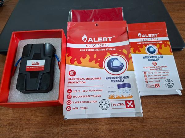 1Alert Stix are easy to use fire extinguishing stickers that comprise of special pigments consisting of polymer shells which are applied using microencapsulation technology to insert fire extinguishing agent in the form liquid, gas, or solids into micro-capsules (10-350 µM). The shell of the micro-capsules burst at 120 °C thereby releasing the extinguishing agent (FK-5-1-12) to put out the fire at its incipient stage or delay the propagation of the fire. 
