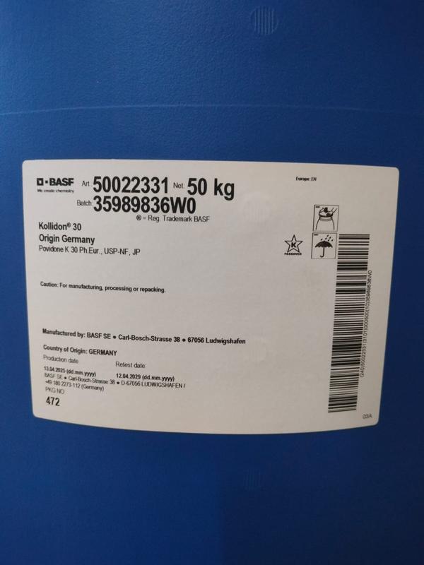 Kollidon 30 LP is supplied in the form of an almost white free-flowing powder. It has a slightly characteristic odor and is practically tasteless. Because of its solubility in water and in many organic solvents, its high binding power and ability to form complexes, soluble polyvinylpyrrolidone (Kollidon 30 LP ) occupies a special position among the synthetic colloids. Kollidon 30 LP is particularly suitable for oxygen sensitive APIs-opening the door for new applications. It is considered the orignal PVP from the industry’s most experienced team. Kollidon 30 LP is available in BASF’s very own cutting edge PeroXeal packaging concept for even greater stability. It also has built in peroxide protection limits peroxides even after the packaging is opened