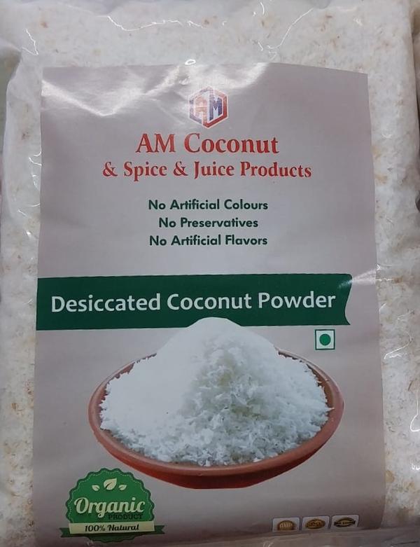 AM Desiccated Coconut Powder is a premium-quality coconut product made from fresh and carefully selected mature coconuts. The coconut meat is finely grated and gently dried using hygienic processing methods to preserve its natural flavor, aroma, and nutritional value. This coconut powder has a soft texture and rich coconut taste, making it an excellent ingredient for a wide range of food preparations.The product is 100% natural and free from preservatives or artificial additives, ensuring a healthy and safe coconut ingredient for daily cooking. It is widely used in bakery products, sweets, confectionery, desserts, snacks, and traditional dishes to enhance flavor and texture. The fine and uniform consistency allows it to blend easily with other ingredients, providing convenience for both home cooking and commercial food production.