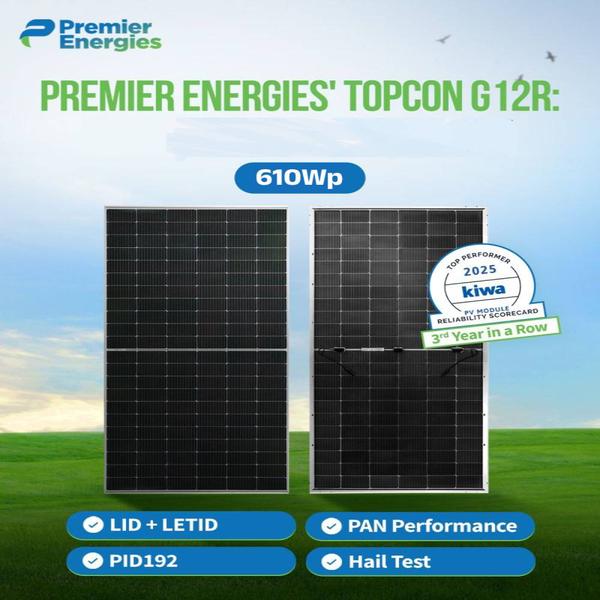 Premier Energies offers high-efficiency N-Type TOPCon rooftop solar home systems in India, featuring advanced 555W-680W+ bifacial modules with efficiencies over 22.83%. These systems utilize durable DCR-compliant, 144-half-cell technology designed for superior performance in high temperatures, offering up to 30% additional power generation, 30-year power warranties, and 12-year product warranties.