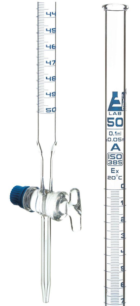 A Burette with stopcock is a long, cylindrical glass tube that has a graduated scale marked along its length for precise measurement of liquids. It is fitted with a stopcock (tap) at the bottom that allows controlled release of the liquid. The stopcock helps regulate the flow of the solution drop by drop, making it ideal for titration and other analytical procedures where accurate measurement is required.
Used in acid–base titration experiments.
Accurate measurement and dispensing of liquids.
Commonly used in chemistry laboratories in schools and colleges.
Important for quantitative chemical analysis.
