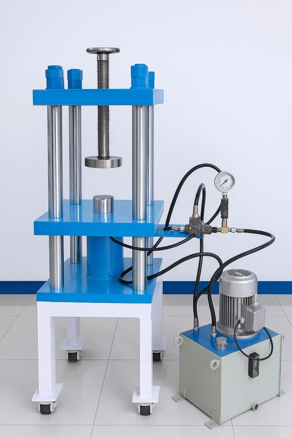 •	Capacity: 25 Ton 
•	Digitally set Compaction Time, 
•	Automatic Decompression and Holding Time. 
•	Interchangeable Die Set. 
•	Auto Ejection of Pellet. 
•	Protection for Overheating/ Loading of Oil. 
•	Normal Operating Pressure: 150bar or Higher. 
•	Hydraulic Pump Capacity: 3LPM at 250bar or Higher. 
•	Option to Mount Pellet Breaker for Reusable Pellet Rings. 
•	Power Required: 3 Phase 50Hz with Neutral and Earth.
