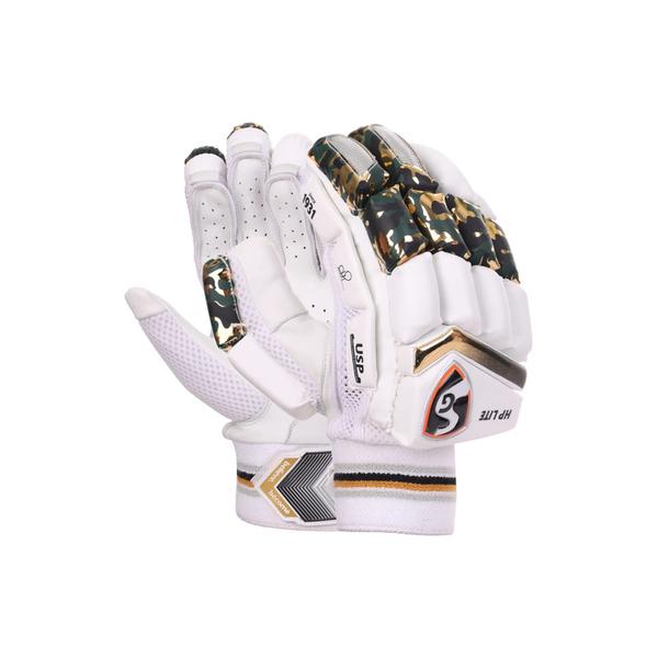 SG HP Lite Batting Gloves are engineered for cricket players who demand premium quality, durability, and exceptional comfort. Crafted with a high-quality sheep leather palm, these gloves provide an excellent grip and long-lasting performance. The additional leather patch on hard-wearing areas ensures enhanced durability, while imported PU and cotton-filled finger rolls offer superior cushioning and flexibility. All fingers feature rounded captain plastic for added protection, and the split thumb top section includes extra fiber protection for increased safety. The three-piece side bar protection on the bottom hand provides additional support during play. Designed with a sponge-padded spacer mesh back, these gloves ensure a snug and comfortable fit, while the nylon gusset promotes ventilation to keep hands cool and dry. High-Quality Leather Palm: Ensures durability and a superior grip for enhanced performance.Advanced Cushioning: Premium PVC and dual-density foam finger rolls for comfort and flexibility.Superior Protection: Split thumb, three-piece side bar protection, and thermoplastic polyurethane shell for added safety.Comfortable Fit: Sponge-padded spacer mesh back and nylon gusset for breathability and a snug fit.