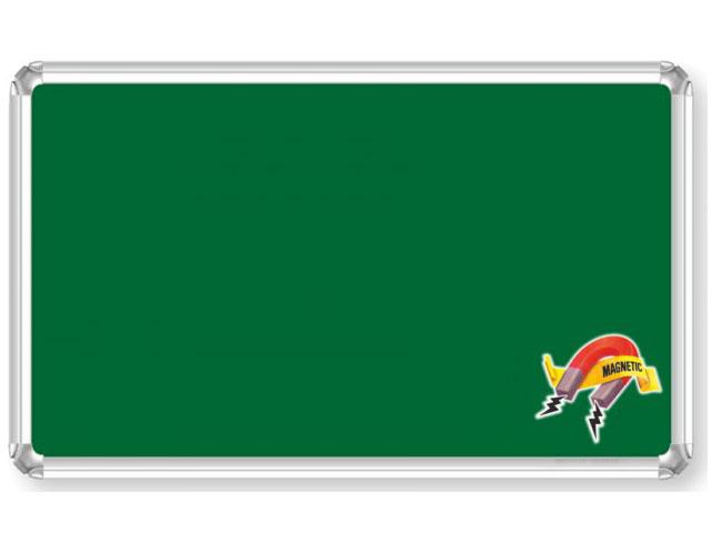 The Deluxe Magnetic Ceramic Green Chalk Board is a premium-quality writing and display board designed for classrooms, laboratories, and offices. It features a high-grade ceramic-coated green surface that provides smooth chalk writing with excellent visibility.
The board comes with a magnetic surface, allowing users to easily attach charts, papers, and teaching aids using magnets. Its scratch-resistant and stain-free coating ensures long-lasting performance even under heavy daily use. The board is supported by aluminum frame with protective corner fittings, offering durability and a clean, professional look.