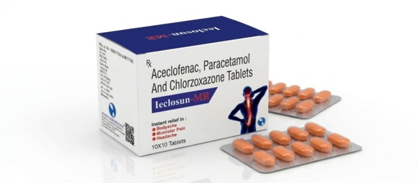 IECLOSUN-MR is a combination medicine designed to provide fast and effective relief from pain, inflammation, and muscle spasms. It is commonly used for treating body pain, muscular discomfort, and headaches.