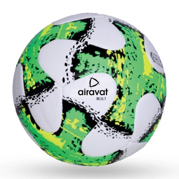 FEATURESPU SYNTHETIC LEATHER MATERIAL: The AIRAVAT sport football is crafted using high-quality PU synthetic leather material. PU, also known as Polyurethane, is chosen for its exceptional durability, water resistance, and ability to closely replicate the feel and performance of genuine leather. This material ensures the ball maintains its shape and integrity even with consistent use over time.TURF AND GRASS GROUND COMPATIBILITY: The soccer ball is specifically engineered to excel on both turf and grass ground surfaces. Its construction and materials are optimized to provide superior grip and control, enabling players to confidently play on different types of fields without compromising their performance.SOFT FOAM CUSHION: AIRAVAT football ball incorporates a soft foam cushion layer within its construction. This cushioning layer enhances player comfort by reducing the impact on the foot when kicking or heading the ball. Additionally, it provides a softer touch, enabling better soccer ball control during gameplay.FUSION STITCHING TECHNOLOGY: The football soccer utilizes advanced fusion stitching technology to ensure exceptional durability and performance. This technique seamlessly joins the panels of the ball, minimizing the risk of seam splits and enhancing overall longevity. By employing this construction method, the ball is designed to withstand the demands of play on various surfaces.UNIQUE APPEARANCE DESIGN: Sport football boasts a distinctive appearance design, featuring vibrant colors and intricate patterns. This unique design not only enhances visibility on the field but also adds a stylish element to the game, setting it apart from other balls.PANELS: The Airavat's bolt ball football features all six panels stitched with precision by machine, resulting in a highly durable construction that can withstand rigorous gameplay.ENHANCED GRIP AND CONTROL: The football ball's PU synthetic leather material and design contribute to improved grip and control for players. This enables precise dribbling, passing, and shooting, ensuring optimal performance on both turf and grass ground surfaces.WEATHER RESISTANT: The football materials used in the construction of the football, including the PU synthetic leather, are resistant to various weather conditions. This weather-resistant feature ensures the ball maintains its performance and appearance even when exposed to rain or intense sunlight. Best football ball.