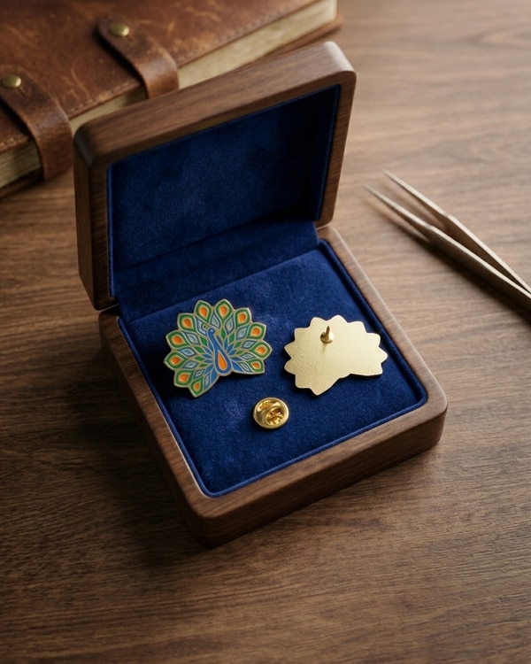 Our custom brass etched enamel pins are crafted from high-quality brass using a precision chemical etching process that creates clean, detailed recessed areas for enamel color filling. The raised metal lines are polished to a smooth finish while the recessed sections are filled with durable hard enamel colors based on your artwork. Pins can be produced in custom shapes and sizes, with plating options such as polished brass, gold, nickel, or black nickel. Each pin includes a secure butterfly clutch backing, with optional epoxy coating and custom lapel pin, brooch pin and magnet available. Ideal for merchandise, branding, collectibles, and promotional use.