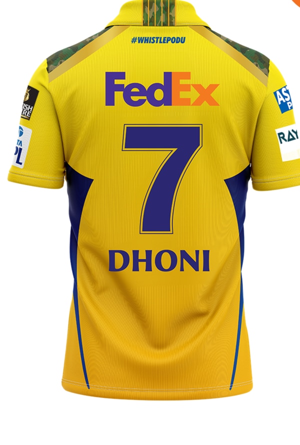 The ’25 CSK half-sleeve jersey is an everyday essential for those who carry their CSK pride beyond match days. Featuring MS Dhoni’s iconic #7, it blends the signature yellow hue with a clean design and a camouflage patch honoring India’s armed forces. Easy on the pocket and built for all-day comfort, it’s a must-have for fans who stand by CSK through every moment. If it’s 7, it’s Thala. 