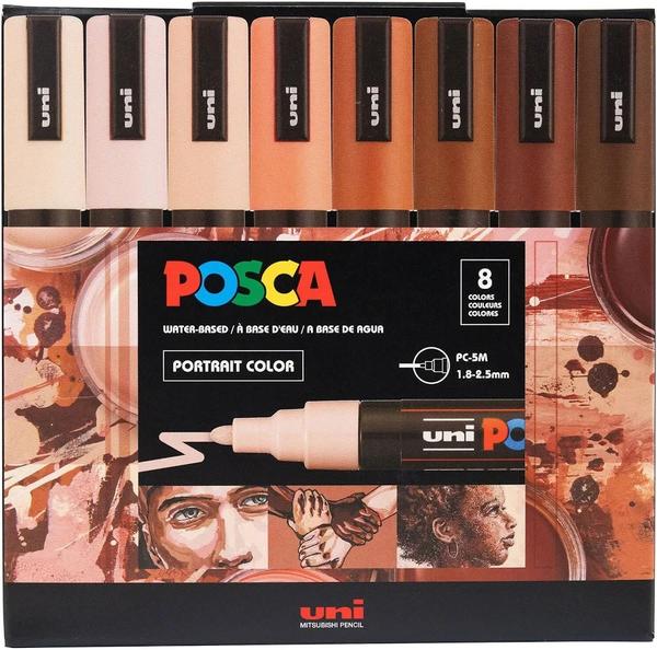 uni-ball Posca 5M 1.8-2.5mm Markers, Portrait Color| Bullet Tip Markers (Multicolor, Set of 8)