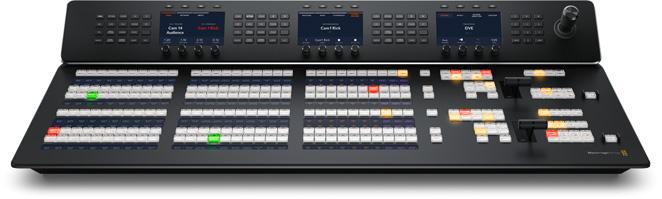 The 2 M/E model features 2 M/E rows with 30 input buttons and 3 independent system control LCDs for each row. Plus each row can control up to 4 M/Es in larger switchers. Both rows and all input buttons include LCDs for custom labeling. Each row also includes an independent select bus!