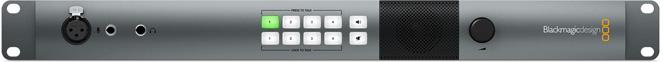 ATEM Studio Converter is the ideal partner for the ATEM Camera Converter. Connect up to four Camera Converters via optical fiber up to 28 miles away with bi-directional video plus tally and talkback! Connect your ATEM switcher program output to the ATEM Studio Converter and this is distributed to the four Camera Converters. Multiple Studio converters can be cascaded together when more than 4 cameras are needed.SDI Video Input1 x 10 bit SD/HD switchable program inputfrom switcher, including tally information.SDI Video Output4 x 10 bit SD/HD switchable camera outputs.1 x 10 bit SD/HD switchable program loop thru output connects to another ATEM Studio Switcher.Talkback AudioAviation Headsets with 0.25“ TRS headsetconnector and 0.206” TRS microphone connector. Front mounted balanced XLR microphone connector.Analog Audio1 x stereo RCA monitoring output.AES/EBU Audio Input1 x combined headphone input. 1 x combinedmicrophone input. Combined inputs for connecting to other ATEM Studio Converters.AES/EBU Audio Output1 x combined headphone output. 1 x combinedmicrophone output. Combined outputs for connecting to other ATEM Studio Converters.Balanced XLR Audio Output4 x camera stereo analog audio outputs.Optical Fiber Video Input4 x single mode SD/HD switchablecamera inputs with LC connector.Optical Fiber Video Output4 x single mode SD/HD switchablecamera outputs with LC connector.Optical Fiber Audio Input1 x single mode cameraaudio inputs with LC connector.Channels 1 & 2 are camera audio.Channels 15 & 16 are intercom audio.Optical Fiber Audio Output1 x single mode cameraaudio outputs with LC connector.Channels 1 & 2 are camera audio.Channels 15 & 16 are intercom audio.Computer Interface1 x mini-B type USB 2.0 connector for firmware updates.