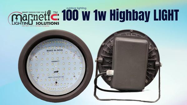 100W 1W Highbay Light Manufacturer In IndiaEnhance your industrial and commercial lighting with the 100W 1W Highbay Light by Magnetic Lighting Solutions. Designed for powerful and uniform illumination, this highbay light is ideal for warehouses, factories, workshops, and large indoor spaces where high brightness and efficiency are essential.Equipped with high-quality 1W LEDs, this light ensures consistent performance, excellent lumen output, and long operational life. The advanced design provides superior heat dissipation, making it reliable even in continuous working conditions. Its sturdy construction and weather-resistant body make it suitable for both indoor and outdoor applications.Key Features:*Powerful 100W Output: Bright and wide-area illumination*1W LED Technology: Uniform light distribution with high efficiency*Durable Construction: Strong housing for industrial environments*Excellent Heat Management: Ensures long lifespan*Energy Efficient: Reduces electricity consumption*Low Maintenance: Long-lasting LED performance*Easy Installation: User-friendly mounting systemApplications:*Industrial warehouses*Manufacturing units*Parking areas*Workshops*Commercial and retail spacesThe 100W 1W Highbay Light is a perfect solution for businesses looking for cost-effective, durable, and high-performance lighting for large-scale environments.