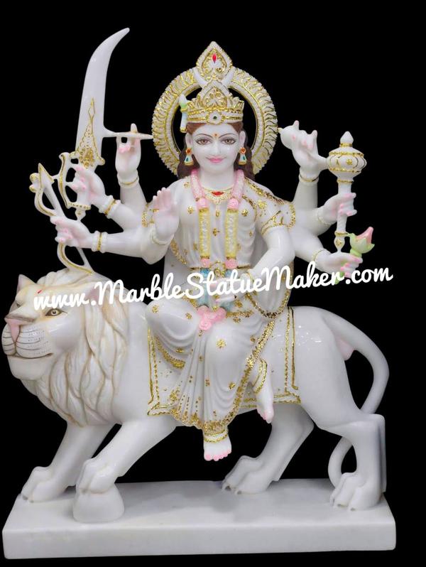Durga Mata Marble Murti – Divine Symbol of Power & Protection

Bring home the divine blessings of Maa Durga with our exquisitely handcrafted Durga Mata Marble Murti, a perfect blend of spirituality, artistry, and tradition. Goddess Durga, known as the embodiment of Shakti (power), courage, and protection, is worshipped for removing negativity and bringing peace, prosperity, and strength into life.

This beautifully designed Durga Mata statue depicts the goddess in her powerful form, seated on a lion and holding multiple weapons, symbolizing the victory of good over evil. The intricate detailing of the crown, ornaments, facial expressions, and divine posture reflects exceptional craftsmanship by skilled artisans.