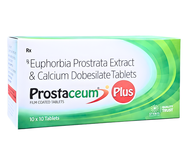 PROSTACEUM PLUS is a clinically formulated combination of Euphorbia Prostrata Extract and Calcium Dobesilate Tablets, designed to provide effective relief in conditions related to anorectal disorders, especially hemorrhoids (piles). This advanced formulation combines the natural healing properties of Euphorbia Prostrata with the vascular-protective action of Calcium Dobesilate to deliver comprehensive care.Euphorbia Prostrata is a herbal extract known for its anti-inflammatory, antioxidant, and healing properties, while Calcium Dobesilate improves blood vessel strength, reduces capillary permeability, and enhances microcirculation. Together, these ingredients help reduce swelling, bleeding, pain, and discomfort associated with piles.In India, where lifestyle factors such as sedentary habits, low-fiber diet, and stress contribute to a rising incidence of hemorrhoids, PROSTACEUM PLUS offers a reliable and effective solution under medical guidance.Uses of PROSTACEUM PLUSPROSTACEUM PLUS is primarily used in the management of anorectal conditions and vascular disorders:1. Treatment of Hemorrhoids (Piles)It is widely used to relieve symptoms such as:Pain and discomfortSwelling and inflammationBleeding during bowel movements2. Chronic Venous InsufficiencyCalcium Dobesilate helps improve blood circulation in veins, making it useful in managing venous disorders.3. Anal Fissures (Supportive Therapy)It may be used as supportive treatment to reduce inflammation and promote healing in anal fissures.4. Capillary FragilityThe medicine helps strengthen capillaries and reduce leakage, preventing complications associated with weak blood vessels.Benefits of PROSTACEUM PLUS1. Reduces Pain and InflammationEuphorbia Prostrata extract provides anti-inflammatory effects, helping relieve pain and swelling in the anal region.2. Controls BleedingCalcium Dobesilate improves capillary stability, reducing bleeding associated with piles.3. Promotes Faster HealingThe herbal component supports tissue repair and accelerates healing of damaged tissues.4. Improves Blood CirculationIt enhances venous tone and reduces blood stagnation, which is a key factor in hemorrhoid formation.5. Dual Action FormulaThe combination of herbal and pharmacological ingredients ensures both symptomatic relief and root cause management.6. Suitable for Long-Term ManagementWhen taken as prescribed, it helps manage chronic conditions effectively with improved patient comfort.Dosage of PROSTACEUM PLUSThe dosage of PROSTACEUM PLUS should be taken strictly as prescribed by a healthcare professional.General Dosage Guidelines:Usually taken once or twice dailySwallow the tablet with water after mealsFollow the same time each day for better resultsImportant Instructions:Do not exceed the recommended dosageContinue the course as advised by your doctorMaintain a high-fiber diet and adequate hydration for better outcomesMissed Dose:If a dose is missed, take it as soon as you remember. Do not double the dose if it is close to the next scheduled dose.Side Effects of PROSTACEUM PLUSPROSTACEUM PLUS is generally well-tolerated, but some individuals may experience mild side effects:Common Side Effects:NauseaStomach discomfortMild diarrheaSkin rash (rare)Less Common Side Effects:HeadacheAllergic reactionsWhen to Seek Medical Attention:Persistent abdominal painSevere allergic reactions such as swelling or difficulty breathingUnusual bleedingMost side effects are temporary and resolve on their own with continued use or dose adjustment.Precautions and WarningBefore using PROSTACEUM PLUS, consider the following precautions:1. Medical HistoryInform your doctor about any existing medical conditions, especially gastrointestinal or vascular disorders.2. Pregnancy and BreastfeedingConsult your doctor before use, as safety in pregnant or breastfeeding women should be evaluated individually.3. Drug InteractionsAlthough generally safe, inform your doctor about all medications and supplements you are taking.4. Dietary and Lifestyle ChangesFor best results:Increase fiber intakeDrink plenty of waterAvoid prolonged sittingMaintain regular bowel habits5. Not a Substitute for SurgeryIn severe cases of hemorrhoids, surgical intervention may be required. This medication is primarily for medical management.6. Allergy CheckAvoid use if you are allergic to any of the ingredients in the formulation.ConclusionPROSTACEUM PLUS (Euphorbia Prostrata Extract and Calcium Dobesilate Tablets) is an effective and well-balanced formulation designed to manage hemorrhoids and related vascular conditions. Its dual-action approach—combining herbal healing with vascular protection—makes it a reliable choice for reducing pain, swelling, and bleeding associated with piles.With consistent use, along with proper dietary and lifestyle modifications, PROSTACEUM PLUS helps improve patient comfort and supports long-term management of anorectal disorders. However, it is important to use the medicine under medical supervision to ensure safety and optimal results.