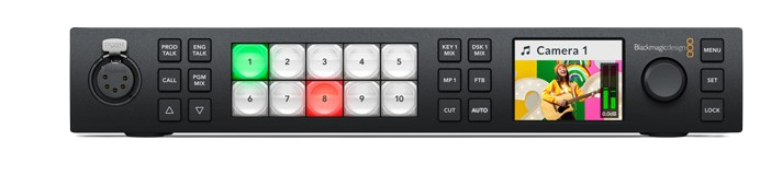 ATEM 1 M/E Constellation HD is a high definition live production switcher packed with advanced features! The single M/E design includes 10 standards converted 3G‑SDI inputs and 6 independent 3G‑SDI aux outputs! It also includes a USB webcam output, DVE, chroma keyers, media players, multiview and more!Total Video Inputs10Total Video Outputs6SDI Rates1.5G, 3GTotal Audio Inputs2 x balanced 1/4 inch Jack,1 x 5 pin XLR Talkback.Total Audio Outputs1 x 5 pin XLR Talkback.SDI Audio Inputs8 Ch embedded audio on all SDI inputs.SDI Audio Outputs16 Ch embedded audio on all SDI outputs.Timecode ConnectionsNoneReference InputTri-Sync or Black Burst.Video Input Re-SyncOn all 10 inputs.Frame Rate and Format ConvertersOn all 10 inputs.SDI Aux OutputsAny of the 6 SDI outputs.SDI Preview OutputsAny of the 6 SDI outputs.SDI Program OutputsAny of the 6 SDI outputs.Down Converted SDI Program OutputNoneWebcam Output1 x USB-C supporting 720p or 1080p at PGM frame rate.Total Multi Views1 x 3G-SDIControl Panel ConnectionEthernet. Direct connection between panel and chassis, or via network.Internal Timecode GeneratorYesTalkbackRJ45 for 3rd party talkback systems.Tally OutputAdded via ethernet connection to Blackmagic Design GPI and Tally Interface product. (Not included).EthernetSupports 10/100/1000 BASE-T.Computer Interface1 x USB-C supports USB 2.0