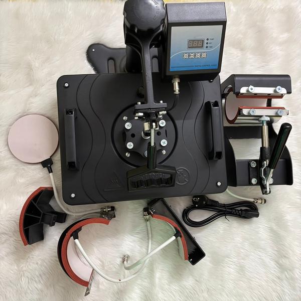 Products information:Size : 52*46*51cmWeight : 30 KgsVoltage : 110V/60Hz, 220V/50HzPower : 900W / 1250WTemperature Range : 0-254°C / 0-450°FTiming Range : 0-999 SecAttachment: T-shirt, Cap, Mug Small & Big ,Plate