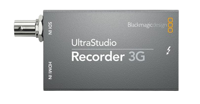Get the world’s smallest pocket sized SDI and HDMI video capture for your Thunderbolt 3 laptop or desktop computer! UltraStudio Recorder 3G features the highest quality 10 bit uncompressed and compressed video capture that’s compatible with all popular video software including DaVinci Resolve, Avid Media Composer, Adobe Premiere Pro CC and hundreds more!

SDI Video Inputs
1 x 10-bit SD/HD switchable

SDI Rates
270Mb, 1.5G, 3G

SDI Audio Inputs
16 Channels embedded in SD/HD

HDMI Video Inputs
1 x HDMI 2.0 type A connector

HDMI Audio Inputs
8 Channels embedded in SD/HD

Computer Interface
Thunderbolt™ 3 (Mac OS, Windows and Linux)