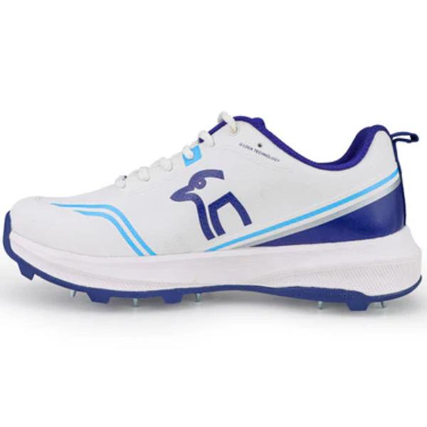 The Kookaburra Pro 1.0 BLU/WHT Spike Cricket Shoe is crafted to deliver top-level performance, aligning with international standards to meet the rigorous demands of professional cricketers.Performance Features:Hybrid Composite Spike Formation: Equipped with 11 spikes to enhance grip and stability on various pitch conditionsPremium Rubber Outsole: A high-durability outsole designed for firm traction and longevityShock Absorbing 3D Molded EVA Midsole: Adds cushioning and shock absorptionDurable TPU Upper: Reinforced for additional resilience and a sleek finishQ-LOCK Technology: Ensures a snug, secure fit that supports the foot during rapid movementsMolded Insole: Lightweight and breathable for added comfort throughout intense play
