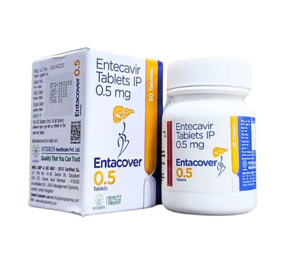 ENTACOVER 0.5Entecavir IP (0.5mg)ENTACOVER 0.5 contains Entecavir IP (0.5mg), which is an antiviral medication used to treat chronic hepatitis B virus (HBV) infection in adults and children. It works by slowing down the growth of the virus, helping the immune system to control the infection. This medication does not cure hepatitis B but may decrease the amount of virus in the body, lowering the risk of liver damage and improving liver function. It is important to take ENTACOVER 0.5 exactly as prescribed by your healthcare provider. Common side effects may include headache, dizziness, fatigue, nausea, and diarrhea. Contact your doctor if you experience any severe or persistent side effects.For further information:Email: info@sterispharma.com / contact@sterispharma.comCall/WhatsApp: 7877551268, 7849827488Buy Now: https://www.sterisonline.com/product/entacover-0-5-133926