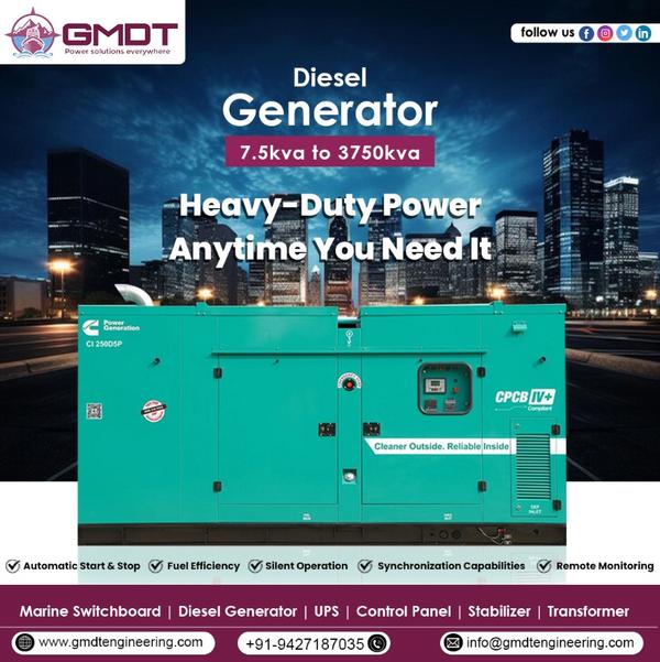 ⚡ 1500 kVA Cummins Diesel Generator in Kenya | High-Capacity Power Solutions by GMDT Engineering

For large-scale operations across Kenya, uninterrupted power isn’t optional — it’s critical. Whether it’s a major industrial facility, data center, hospital, or infrastructure project, the 1500 kVA Cummins Diesel Generator from GMDT Engineering is built to deliver reliable, continuous, and high-load performance ⚙️🌍

Engineered for demanding environments, this DG set ensures your operations run smoothly — even during extended outages or peak load conditions.

🔹 Why Choose 1500 kVA Cummins DG from GMDT Engineering? ⚡

Designed to perform where power demand is highest:

🔧 Powered by Cummins Engine – Globally trusted for durability & efficiency
⚡ Handles Heavy Loads Easily – Ideal for large industrial applications
🌡️ Robust Cooling System – Performs reliably in Kenyan climate
🛢️ Optimized Fuel Efficiency – Lower operational costs over time
🛡️ Advanced Protection Systems – Ensures safe and stable operation
🔇 Silent / Acoustic Enclosure – Suitable for commercial & urban setups
📊 Smart Digital Controller – Real-time monitoring, alerts & control

🔹 Technical Specifications ⚙️

Built for high-performance and reliability:

⚡ Rated Power: 1500 kVA
🔌 Voltage: 415V | 50 Hz | 3 Phase
🔄 Duty: Prime / Standby / Continuous
🧰 Alternator: Stamford / Leroy Somer / Equivalent
📊 Controller: Deep Sea / Cummins / SmartGen
🛢️ Cooling: Heavy-duty radiator system
🔇 Canopy: Silent / Super Silent (optional)

🔹 Applications Across Kenya 🌍

Ideal for operations where downtime is not an option:

🏭 Large industrial & manufacturing plants
🏢 Data centers & commercial complexes
🏥 Hospitals & critical healthcare facilities
🏗️ Infrastructure & EPC projects
🛢️ Oil & gas & heavy industries
🏨 Hotels & large residential developments

🔹 Why Clients in Kenya Trust GMDT Engineering 🤝

We deliver performance backed by experience:

🌍 Strong supply network across Africa & global markets
🧪 Fully tested DG sets with complete documentation
🚛 Export-ready packing & reliable logistics
🔧 Customized solutions based on site requirements
🤝 Trusted by contractors, consultants & industries

🔹 Our Services 🔧

Complete support from planning to execution:

🛠️ Load analysis & DG sizing
📐 Installation & layout guidance
📄 Documentation & approvals support
🚀 Fast dispatch & delivery coordination
🔧 Installation & commissioning assistance

📞 Contact GMDT Engineering – 1500 kVA Cummins DG Supplier in Kenya

📧 Email: svs@gmdtengineering.com
📱 Mobile: +91-9909939829