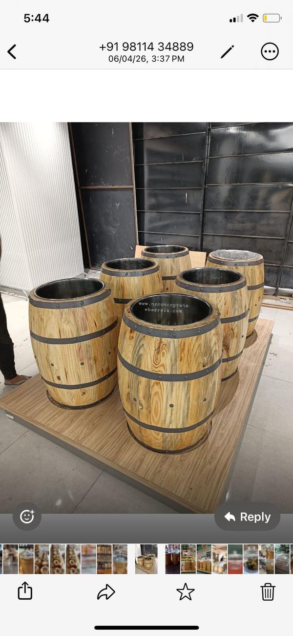 we are the manufacturer and supplier for super market wooden barrels in india.
