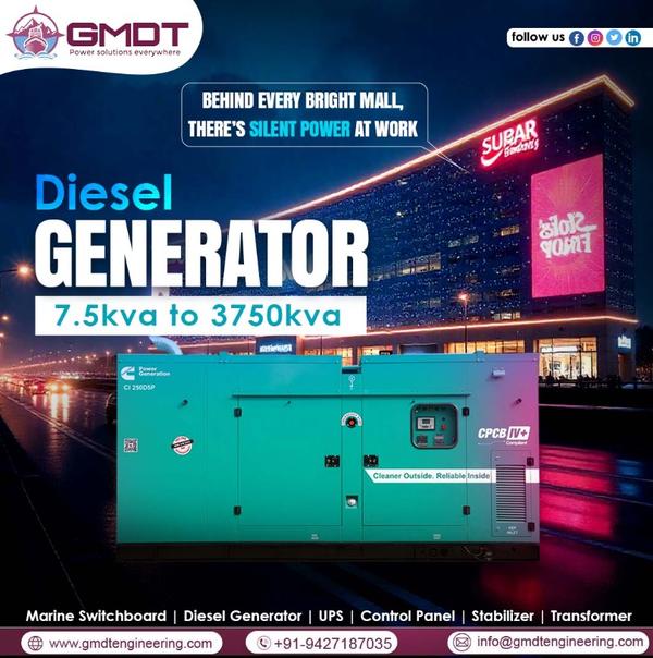 ⚡ 2250 kVA Cummins Diesel Generator in Kenya | Ultra High-Capacity Power by GMDT Engineering

For mission-critical operations across Kenya, even a short power interruption can lead to major losses. That’s why large industries and infrastructure projects depend on the 2250 kVA Cummins Diesel Generator from GMDT Engineering — built to deliver unmatched power, reliability, and continuous performance ⚙️🌍

Designed for the most demanding applications, this DG set ensures stable, uninterrupted power even under extreme load conditions.

🔹 Why Choose 2250 kVA Cummins DG from GMDT Engineering? ⚡

Engineered for maximum performance and durability:

🔧 Powered by Cummins Engine – Globally trusted for heavy-duty applications
⚡ Ultra High Load Capacity – Ideal for large-scale industrial operations
🌡️ Advanced Cooling System – Reliable performance in Kenyan conditions
🛢️ Optimized Fuel Efficiency – Cost-effective for long running hours
🛡️ Comprehensive Protection Systems – Ensures safe operation
🔇 Silent / Acoustic Enclosure – Suitable for urban & industrial use
📊 Smart Digital Controller – Real-time monitoring & system control

🔹 Technical Specifications ⚙️

Built for large-scale, high-demand environments:

⚡ Rated Power: 2250 kVA
🔌 Voltage: 415V | 50 Hz | 3 Phase
🔄 Duty: Prime / Standby / Continuous
🧰 Alternator: Stamford / Leroy Somer / Equivalent
📊 Controller: Deep Sea / Cummins / SmartGen
🛢️ Cooling: Heavy-duty radiator system
🔇 Canopy: Silent / Super Silent (optional)

🔹 Applications Across Kenya 🌍

Perfect for industries where power reliability is critical:

🏭 Large industrial & manufacturing plants
🏢 Data centers & IT infrastructure
🏥 Hospitals & critical healthcare facilities
🏗️ Mega infrastructure & EPC projects
🛢️ Oil & gas & heavy engineering
🏨 Large hotels & commercial complexes

🔹 Why Clients in Kenya Trust GMDT Engineering 🤝

We deliver high-performance solutions backed by expertise:

🌍 Strong presence across Africa & global markets
🧪 Fully tested DG sets with complete documentation
🚛 Export-grade packing & reliable delivery
🔧 Customized solutions based on site load requirements
🤝 Trusted by contractors, consultants & industries

🔹 Our Services 🔧

End-to-end support for seamless project execution:

🛠️ Load study & DG sizing
📐 Installation & layout planning
📄 Documentation & approvals support
🚀 Timely dispatch & logistics coordination
🔧 Installation & commissioning assistance

📞 Contact GMDT Engineering – 2250 kVA Cummins DG Supplier in Kenya

📧 Email: svs@gmdtengineering.com
📱 Mobile: +91-9909939829