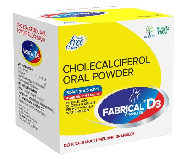 FABRICAL D3 GRANULES is a high-quality Cholecalciferol Oral Solution 60000 IU, specially formulated to support optimal bone health, improve calcium absorption, and maintain overall wellness. Cholecalciferol, also known as Vitamin D3, plays a crucial role in regulating calcium and phosphate levels in the body, ensuring strong bones, teeth, and proper muscle function.
In today’s lifestyle, where limited sun exposure and dietary gaps are common, Vitamin D deficiency has become widespread. FABRICAL D3 GRANULES offers an effective and convenient way to restore and maintain adequate Vitamin D levels, helping prevent and manage conditions like Vitamin D deficiency.
What is Cholecalciferol Oral Solution 60000 IU?
Cholecalciferol (Vitamin D3) is a fat-soluble vitamin that the body naturally produces when exposed to sunlight. However, due to indoor lifestyles, pollution, and dietary insufficiencies, many individuals fail to meet their daily Vitamin D requirements.
FABRICAL D3 GRANULES provides a therapeutic dose of 60000 IU, commonly prescribed for weekly or monthly supplementation, depending on medical advice. It is widely used in clinical practice to treat and prevent Vitamin D deficiency and associated health issues.
How FABRICAL D3 GRANULES Works
FABRICAL D3 GRANULES works by enhancing the body’s ability to absorb calcium and phosphorus from the intestine. Once consumed, Cholecalciferol is converted into its active form in the liver and kidneys, which helps:
Improve calcium absorption
Strengthen bones and teeth
Support immune function
Maintain proper muscle function
This mechanism makes it essential for individuals suffering from low bone density, fatigue, or recurrent infections.
Uses of FABRICAL D3 GRANULES
FABRICAL D3 GRANULES (Cholecalciferol Oral Solution 60000 IU) is widely used for:
1. Treatment of Vitamin D Deficiency
Helps restore optimal Vitamin D levels in individuals with confirmed deficiency.
2. Bone Health Support
Prevents and manages bone-related conditions such as:
Osteoporosis
Osteomalacia
Weak bones and fractures
3. Calcium Absorption Improvement
Enhances calcium uptake, making it beneficial when taken alongside calcium supplements.
4. Immunity Boost
Supports immune system function, reducing susceptibility to infections.
5. Muscle Strength and Function
Helps reduce muscle weakness, cramps, and fatigue.
Key Benefits of FABRICAL D3 GRANULES
✔️ High Potency Formula
Contains 60000 IU of Vitamin D3, ensuring effective and rapid correction of deficiency.
✔️ Supports Strong Bones
Improves bone mineral density and reduces the risk of fractures.
✔️ Enhances Immunity
Strengthens the body’s natural defense mechanism.
✔️ Improves Energy Levels
Helps combat fatigue and general weakness associated with low Vitamin D.
✔️ Convenient Oral Solution
Easy-to-consume granules or solution format ensures better patient compliance.
✔️ Suitable for Wide Population
Can be used in adults, elderly individuals, and those at risk of deficiency (as prescribed by a doctor).
Dosage and Administration
Typically taken once weekly or as directed by a healthcare professional
Should be consumed after meals for better absorption
Duration depends on the severity of deficiency
⚠️ Always follow your doctor’s advice for dosage and duration.
Side Effects of FABRICAL D3 GRANULES
FABRICAL D3 GRANULES is generally safe when taken as prescribed. However, excessive intake may lead to some side effects.
Common Side Effects
Nausea
Constipation
Weakness
Loss of appetite
Serious Side Effects (Rare)
High calcium levels (hypercalcemia)
Kidney-related issues
Vomiting
Frequent urination
If any unusual symptoms occur, consult a healthcare professional immediately.
Precautions and Safety Information
Do not exceed the recommended dosage
Inform your doctor if you have kidney disease or high calcium levels
Pregnant and breastfeeding women should use it under medical supervision
Avoid combining with other Vitamin D supplements without consultation
Who Should Take FABRICAL D3 GRANULES?
This product is ideal for:
Individuals with low Vitamin D levels
Elderly people with weak bones
People with limited sunlight exposure
Patients with bone disorders
Individuals experiencing fatigue and muscle weakness
Storage Instructions
Store in a cool, dry place
Keep away from direct sunlight
Keep out of reach of children
Conclusion
FABRICAL D3 GRANULES, containing Cholecalciferol Oral Solution 60000 IU, is a highly effective solution for managing and preventing Vitamin D deficiency. With its high potency and proven benefits, it plays a vital role in strengthening bones, improving immunity, and enhancing overall health.