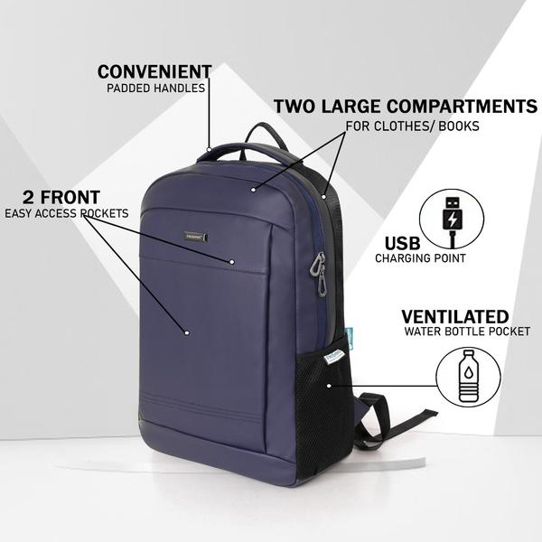 Modern USB Charging Laptop BackpackCarry your laptop and stay connected wherever you go with this stylish and functional backpack. Equipped with a built-in USB charging port, it lets you charge your phone or tablet on the move by connecting a power bank inside.Highlights:Padded compartment for laptops up to 17 inchesMultiple pockets for organized storage of gadgets and accessoriesWater-resistant and durable materials for daily useErgonomic, padded straps and breathable back for all-day comfortSleek, professional design suitable for work, school, or travelPerfect for tech-savvy commuters and students, this backpack keeps your devices charged, essentials organized, and style intact.