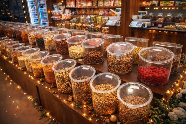 WE ARE THE IMPORTER POLYCARBONATE AIR TIGHT JARS FOR DRYFRUIT STORES,SUPERMARKETS AND HYPERMARKETS.Virtually Unbreakable: Unlike glass, polycarbonate is highly durable, making it resistant to impacts and safe for high-traffic, busy commercial settings.Clear Visibility: The 