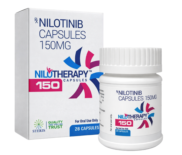 NILOTHERAPY 150 is a prescription medication containing Nilotinib 150 mg, a targeted therapy primarily used in the treatment of certain types of blood cancer. It belongs to a class of drugs known as tyrosine kinase inhibitors (TKIs), which work by blocking specific proteins responsible for cancer cell growth. This medication is widely prescribed for patients diagnosed with Chronic Myeloid Leukemia (CML), especially those who are resistant or intolerant to other treatments.NILOTHERAPY 150 is designed to provide effective disease control while improving long-term outcomes and quality of life for patients.What is Nilotinib 150 mg?Nilotinib is a second-generation tyrosine kinase inhibitor that specifically targets the BCR-ABL protein, an abnormal protein produced in patients with Chronic Myeloid Leukemia. By inhibiting this protein, NILOTHERAPY 150 helps slow down or stop the uncontrolled growth of cancer cells.Unlike traditional chemotherapy, Nilotinib is a targeted therapy, meaning it focuses on cancer cells with minimal damage to healthy cells, making it a more precise and often better-tolerated treatment option.Uses of NILOTHERAPY 150NILOTHERAPY 150 is primarily prescribed for:1. Chronic Myeloid Leukemia (CML)Used in adults and children diagnosed with Philadelphia chromosome-positive CML.Effective in both newly diagnosed patients and those who cannot tolerate other treatments like Imatinib.2. Resistant or Intolerant CML CasesHelps patients who have not responded adequately to first-line therapies.Offers an alternative with improved efficacy in certain resistant mutations.3. Long-Term Disease ManagementHelps maintain remission and prevent disease progression to advanced stages such as accelerated or blast phase CML.Key Benefits of NILOTHERAPY 1501. Targeted Cancer TherapyNILOTHERAPY 150 directly targets cancer-causing proteins, minimizing damage to healthy cells and reducing many of the harsh side effects associated with chemotherapy.2. High EffectivenessClinical studies have shown that Nilotinib can achieve faster and deeper molecular responses compared to older treatments.3. Improved Survival RatesPatients using Nilotinib often experience better long-term survival outcomes when taken as prescribed.4. Oral AdministrationUnlike intravenous cancer treatments, NILOTHERAPY 150 is taken orally, making it convenient and easier to incorporate into daily life.5. Reduced Disease ProgressionHelps prevent the progression of CML into more aggressive stages, offering better disease control.6. Suitable for Resistant CasesEffective for patients who do not respond well to first-generation TKIs, providing a second chance at disease management.How NILOTHERAPY 150 WorksNilotinib works by blocking the activity of the BCR-ABL tyrosine kinase enzyme. This enzyme sends signals that tell cancer cells to grow and divide uncontrollably. By inhibiting this signal, NILOTHERAPY 150:Stops cancer cell multiplicationInduces cancer cell deathHelps restore normal blood cell productionDosage and AdministrationTypically taken twice daily on an empty stomach (at least 2 hours after a meal and 1 hour before the next meal).Swallow capsules whole with water.Always follow your doctor’s prescribed dosage and schedule.⚠️ Do not adjust the dose without medical advice.Possible Side Effects of NILOTHERAPY 150Like all medications, NILOTHERAPY 150 may cause side effects. While not everyone experiences them, it’s important to be aware:Common Side EffectsHeadacheNauseaFatigueSkin rashConstipation or diarrheaSerious Side EffectsHeart rhythm problems (QT prolongation)Liver function abnormalitiesPancreatitisLow blood cell countsIncreased blood sugar levelsWhen to Seek Medical HelpContact your doctor immediately if you experience:Chest pain or irregular heartbeatSevere abdominal painUnusual bleeding or bruisingYellowing of skin or eyesPrecautions and WarningsInform your doctor if you have a history of heart disease, liver problems, or electrolyte imbalances.Avoid grapefruit and grapefruit juice as they may interfere with the drug’s effectiveness.Regular blood tests and monitoring are essential during treatment.Not recommended during pregnancy or breastfeeding unless advised by a healthcare professional.Drug InteractionsNILOTHERAPY 150 may interact with other medications, including:Antifungal drugsAntibioticsHeart medicationsCertain antidepressantsAlways inform your healthcare provider about all medicines and supplements you are taking.Storage InstructionsStore in a cool, dry place below 25°CKeep away from direct sunlight and moistureKeep out of reach of childrenConclusionNILOTHERAPY 150 (Nilotinib 150 mg) is a highly effective, targeted treatment for Chronic Myeloid Leukemia, offering patients a modern alternative to traditional chemotherapy. Its ability to specifically inhibit cancer-causing proteins makes it a powerful tool in controlling disease progression and improving long-term survival.