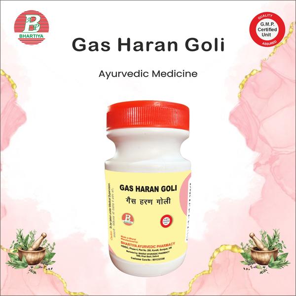                                           GAS HARAN GOLI Product Identification•	Generic Name: Gas Haran Goli•	Type: Ayurvedic Patent Medicine•	Primary Indication Area: Useful in stomach ache, vomiting, indigestion, and acidity•	Therapeutic Indications: Helps relieve stomach ache, vomiting, indigestion, acidity, improve digestion, stimulate appetite, and boost vitality.Key benefits include:•	  Relieves stomach ache, acidity, bloating, and gas.•	Reduces nausea and vomiting.•	Improves digestion and nutrient absorption.•	Stimulates appetite naturally.•	Boosts energy, vitality, and reduces weakness.Ingredients: Kali Mirch                                                                                                                                                                                                                                                                                                                                                                                                                                                                                                                                                                                                                                                                                                                                                                                     Botanical Name: Piper nigrumCommon Names: Black Pepper, Kali Mirch (India)Key Nutrients / Phytochemicals:•	Piperine – main active compound; enhances bioavailability of nutrients and drugs•	Vitamins: Vitamin K, small amounts of Vitamin C and B-complex•	Minerals: Iron, manganese, calcium, potassium•	Essential Oils – give pungency and digestive stimulationMechanism of Action in Stomach Ache, Gas, and Acidity1.	Stimulation of Digestive Enzymeso	Ingredients like Anardana and Kali Mirch contain organic acids and piperine, which stimulate saliva, gastric juice, and pancreatic enzyme secretion.o	This improves digestion of proteins and fats, preventing undigested food from fermenting in the stomach and intestines, which reduces gas, bloating, and heaviness.2.	Enhancement of Agni (Digestive Fire)o	Ayurvedic principle: Agni governs digestion.o	Ingredients strengthen Agni, ensuring efficient breakdown of food, proper nutrient absorption, and prevention of stomach ache due to indigestion.3.	Carminative Effect (Anti-Gas Action)o	Aromatic compounds in Anardana, Kali Mirch, and similar herbs relax intestinal smooth muscles and reduce gas formation.o	These eases bloating and abdominal discomfort.4.	Acidity Reduction / pH Balancingo	Organic acids (like citric and malic acid in Anardana) help balance stomach pH, preventing excess acid accumulation.o	This reduces heartburn, sour belching, and acid-related discomfort.5.	Mild Laxative / Stool Softening Effecto	Dietary fiber in Anardana absorbs water and adds bulk to stool.o	Promotes regular bowel movements, which indirectly prevents gas build-up and abdominal pain caused by constipation.Saunth (Dry Ginger) Botanical Name: Zingiber officinaleCommon Names: Saunth (India), Dry GingerKey Nutrients / Phytochemicals:•	Gingerols & Shogaols – active compounds with digestive and anti-inflammatory properties•	Essential Oils – contribute to pungency and carminative effect•	Vitamins & Minerals: Small amounts of vitamin B-complex, magnesium, potassium, and manganese•	Fiber – aids digestionMechanism of Action in Stomach Ache, Gas, and Acidity:1.	Stimulates Digestion & Agnio	Gingerols in Saunth stimulate saliva, gastric juices, and pancreatic enzymes, enhancing breakdown of proteins and fats.o	Strengthens digestive fire (Agni) to improve nutrient absorption and prevent indigestion.2.	Carminative & Anti-Gas Effecto	Relaxes intestinal muscles, reducing gas formation, bloating, and abdominal discomfort.3.	Reduces Nausea & Vomitingo	Acts on the gut and nervous system to calm nausea and ease vomiting.4.	Balances Stomach Acido	Supports normal gastric acid activity, preventing excess acidity, heartburn, and sour belching.5.	Anti-Inflammatory Actiono	Reduces mild inflammation in the digestive tract, helping relieve stomach ache.Pippali (Long Pepper) Botanical Name: Piper longumCommon Names: Pippali, Long PepperKey Nutrients / Phytochemicals:•	Piperine – main active compound; improves digestion and enhances bioavailability of nutrients•	Essential Oils – contribute to pungency and digestive stimulation•	Alkaloids & Lignans – support metabolic and digestive activityMechanism of Action in Stomach Ache, Gas, and Acidity:1.	Stimulates Digestive Enzymes & Agnio	Piperine in Pippali increases secretion of saliva, gastric juices, and pancreatic enzymes, enhancing breakdown of proteins and fats.o	Strengthens digestive fire (Agni), aiding proper digestion and nutrient absorption, preventing indigestion-related stomach ache.2.	Carminative Effect (Reduces Gas & Bloating)o	Aromatic compounds relax intestinal muscles and reduce gas formation, easing bloating and abdominal discomfort.3.	Balances Stomach Acido	Helps regulate gastric acid levels, preventing excess acidity, heartburn, and sour belching.4.	Supports Respiratory & Digestive Health (bonus benefit in Ayurveda)o	Pippali also aids in mild cleansing of the digestive tract and can improve overall metabolic efficiency. Namak (Sendha Namak / Rock Salt) Botanical Name: Sodium chloride (natural mineral salt)Common Names: Namak, Sendha Namak, Rock SaltKey Nutrients / Phytochemicals:•	Minerals: Sodium, potassium, magnesium, calcium, iron, and trace elements•	No calories or vitamins – mainly a mineral supplementMechanism of Action in Stomach Ache, Gas, and Acidity:1.	Stimulates Digestive Enzymes & Gastric Juiceo	Rock salt stimulates secretion of saliva and gastric juices, enhancing digestion of food.o	Supports proper breakdown of nutrients, reducing undigested food that can cause gas and bloating.2.	Balances pH in the Stomacho	Helps neutralize excess acidity and maintain optimal gastric environment, reducing heartburn and sour belching.3.	Carminative Effecto	Mildly helps in reducing gas formation and bloating, especially when combined with other herbs like Anardana and Saunth.4.	Supports Electrolyte Balanceo	Provides essential minerals, aiding digestion and overall gut function. Amchur (Dry Mango Powder) Botanical Name: Mangifera indicaCommon Names: Amchur, Mango PowderKey Nutrients / Phytochemicals:•	Organic Acids: Citric acid, malic acid – help stimulate digestion•	Vitamins: Vitamin C (ascorbic acid) – antioxidant properties•	Minerals: Potassium, magnesium, iron•	Fiber: Supports bowel movementMechanism of Action in Stomach Ache, Gas, and Acidity:1.	Stimulates Digestive Enzymes & Agnio	Organic acids in Amchur stimulate saliva, gastric juices, and pancreatic enzymes, improving digestion of proteins and fats.o	Strengthens digestive fire (Agni), preventing indigestion and associated stomach ache.2.	Reduces Gas & Bloatingo	Helps prevent fermentation of undigested food, reducing gas formation and bloating.3.	Balances Stomach Acido	Organic acids help maintain optimal stomach pH, preventing excess acidity, heartburn, and sour belching.4.	Mild Laxative Effecto	Dietary fiber promotes regular bowel movements, indirectly reducing abdominal discomfort caused by constipation. Ajwain (Carom Seeds) Botanical Name: Trachyspermum ammiCommon Names: Ajwain, Carom Seeds, OmamKey Nutrients / Phytochemicals:•	Thymol – main active compound; has digestive, carminative, and antimicrobial properties•	Volatile Oils – stimulate digestion and relieve gas•	Fiber – supports bowel movement•	Minerals: Calcium, iron, phosphorusMechanism of Action in Stomach Ache, Gas, and Acidity:1.	Stimulates Digestive Enzymes & Agnio	Thymol and volatile oils stimulate saliva, gastric juice, and pancreatic enzymes, improving digestion of fats and proteins.o	Enhances digestive fire (Agni), aiding proper breakdown of food and nutrient absorption.2.	Carminative Effect (Reduces Gas & Bloating)o	Relax intestinal smooth muscles and reduce gas formation, relieving bloating and abdominal discomfort.3.	Balances Stomach Acido	Helps regulate gastric acid, preventing excess acidity, heartburn, and sour belching.4.	Mild Laxative / Stool Softeningo	Fiber promotes regular bowel movements, preventing constipation-related gas and discomfort. Shudh Geru (Red Ochre / Ayurvedic Clay Powder) Botanical Name: Natural mineral clay (Iron Oxide-rich earth)Common Names: Shudh Geru, Red OchreKey Nutrients / Phytochemicals:•	Minerals: Iron, calcium, magnesium, silica, and trace elements•	No calories or vitamins – primarily a natural mineral source•	Adsorbent properties – binds toxins and excess acidsMechanism of Action in Stomach Ache, Gas, and Acidity:1.	Absorbs Excess Acid & Toxinso	Shudh Geru has adsorbent properties that help bind excess gastric acid, reducing heartburn, sour belching, and acidity.2.	Soothes Stomach Liningo	Forms a protective layer in the stomach, calming irritation and stomach ache caused by acidity or mild gastritis.3.	Reduces Gas & Bloatingo	Helps absorb gases in the digestive tract, alleviating bloating and discomfort.4.	Supports Digestion & Electrolyte Balanceo	Mineral content may help in maintaining stomach and gut health1.	Dose:o	2–3 pills (tablets/lozenges) three times a day.2.	Timing:o	Take after meals (breakfast, lunch, and dinner).3.	Mode of Intake:o	Saunf ark.o	Can be taken with lukewarm water if needed.4.	Purpose:o	Improves digestion.o	Reduces bloating, gas, and mild acidity.5.	Precautions:o	Do not take on an empty stomach.o	People with diabetes should monitor blood sugar.o	Avoid excessive intake to prevent loose stools or acidity.6.	Duration:o	Can be used safely for 1–2 months or as advised by an Ayurvedic practitioner.