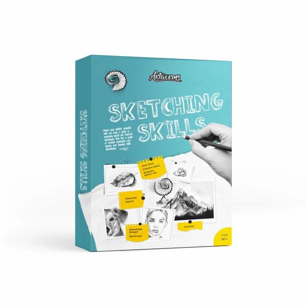 Artworms Sketching Skills KitA complete sketching kit for beginners designed to build strong drawing fundamentals with guided practice. Includes graphite pencils, charcoal, blending tools, and structured worksheets to help you master shading, depth, and form with ease. Ideal for hobbyists and aspiring artists looking to start confidently and develop real skills. Thoughtfully curated to simplify learning and unlock creativity—only with Art Worms.