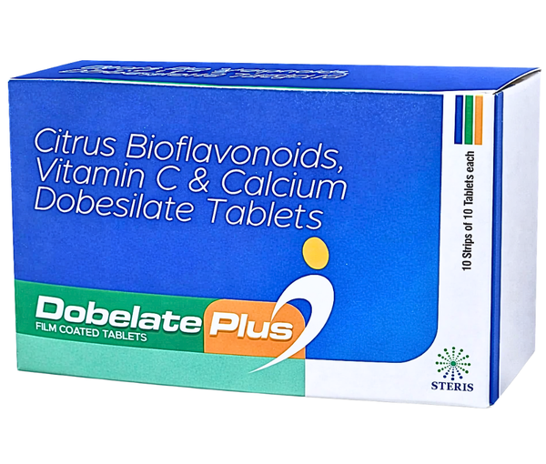 Dobelate Plus is a scientifically formulated supplement designed to support vascular health, enhance circulation, and promote overall wellness. Combining the powerful antioxidant properties of citrus bioflavonoids and vitamin C with the vascular-protective benefits of calcium dobesilate, this advanced formulation is particularly beneficial for individuals dealing with microcirculatory disorders, capillary fragility, and related conditions.

What is Dobelate Plus?

Dobelate Plus is a combination tablet that brings together three key components:

Citrus Bioflavonoids – Natural plant compounds known for their antioxidant and anti-inflammatory properties
Vitamin C (Ascorbic Acid)—Essential for immune function, collagen synthesis, and tissue repair
Calcium Dobesilate – A vasoactive agent that improves blood flow and strengthens capillaries

This synergistic blend helps protect blood vessels, reduce oxidative stress, and improve circulation, making it especially useful in conditions like diabetic retinopathy, varicose veins, and hemorrhoids.

Key Uses of Dobelate Plus

Dobelate Plus is widely used for the management and support of several health conditions related to poor blood circulation and vascular weakness:

1. Diabetic Retinopathy

One of the primary uses of Dobelate Plus is in managing diabetic retinopathy. Calcium dobesilate helps reduce leakage from blood vessels in the retina and improves microcirculation, thereby protecting vision.

2. Chronic Venous Insufficiency

It helps improve blood flow in the veins, reducing symptoms such as swelling, pain, heaviness, and cramps in the legs.

3. Hemorrhoids (Piles)

Dobelate Plus strengthens blood vessels and reduces inflammation, providing relief from pain, bleeding, and discomfort associated with hemorrhoids.

4. Varicose Veins

By enhancing vascular tone and reducing capillary permeability, it helps manage symptoms like swelling and visible enlarged veins.

5. Capillary Fragility

The combination of Vitamin C and bioflavonoids strengthens capillary walls, reducing the risk of bruising and bleeding.

Key Benefits of Dobelate Plus
1. Improves Blood Circulation

Calcium dobesilate enhances microcirculation, ensuring better oxygen and nutrient delivery to tissues.

2. Strengthens Blood Vessels

Vitamin C and citrus bioflavonoids work together to reinforce capillary walls, reducing leakage and fragility.

3. Powerful Antioxidant Protection

Citrus bioflavonoids and vitamin C neutralize free radicals, protecting cells from oxidative damage.

4. Reduces Inflammation

The anti-inflammatory properties help alleviate swelling and discomfort in vascular conditions.

5. Supports Eye Health

Particularly beneficial for people with diabetes, it helps maintain retinal health and reduces vision complications.

6. Promotes Faster Healing

Vitamin C plays a crucial role in collagen formation, aiding tissue repair and recovery.

7. Reduces Edema (Swelling)

By improving venous tone and reducing fluid leakage, it helps control swelling in legs and other areas.

How Does Dobelate Plus Work?

Dobelate Plus works through a multi-action mechanism:

Calcium Dobesilate reduces blood viscosity and improves red blood cell flexibility, enhancing circulation. It also decreases capillary permeability, preventing leakage.
Vitamin C boosts collagen synthesis, which is essential for maintaining the integrity of blood vessels and skin.
Citrus bioflavonoids enhance the effectiveness of vitamin C and provide additional antioxidant protection.

Together, these ingredients create a comprehensive approach to vascular health.

Recommended Dosage

The dosage of Dobelate Plus should be taken as prescribed by a healthcare professional. Typically, it is taken orally with water after meals. Do not exceed the recommended dose without medical advice.

Possible Side Effects

Dobelate Plus is generally well-tolerated when taken as directed. However, like any medication or supplement, it may cause some side effects in certain individuals:

Common Side Effects
Nausea or mild stomach discomfort
Diarrhea
Skin rash or itching
Rare but Serious Side Effects
Allergic reactions (swelling, severe rash, difficulty breathing)
Fever or joint pain (in rare cases linked to calcium dobesilate)

If any unusual or severe symptoms occur, it is important to seek medical attention immediately.

Precautions and Warnings
Pregnancy & Breastfeeding: Consult a doctor before use
Kidney or Liver Conditions: Use with caution and under medical supervision
Allergies: Avoid if allergic to any of the components
Drug Interactions: Inform your doctor about any other medications you are taking
Who Should Use Dobelate Plus?

Dobelate Plus is ideal for:

Individuals with diabetes experiencing eye complications
People suffering from varicose veins or leg swelling
Patients with hemorrhoids
Those with weak capillaries or frequent bruising
Individuals looking to improve vascular and circulatory health
Storage Instructions
Store in a cool, dry place away from direct sunlight
Keep out of reach of children
Do not use after the expiration date
Conclusion

Dobelate Plus is a comprehensive vascular health supplement that combines the benefits of citrus bioflavonoids, vitamin C, and calcium dobesilate to support healthy blood circulation and strengthen blood vessels. Its multi-functional formula not only helps manage conditions like diabetic retinopathy, varicose veins, and hemorrhoids but also provides powerful antioxidant protection and promotes overall wellness.