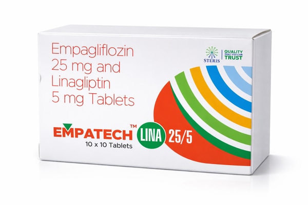 EMPATECH LINA 25/5 is a pharmaceutical tablet containing a combination of two active ingredients: Empagliflozin 25MG and Linagliptin 5MG. This medication is designed to help manage blood sugar levels in adults with type 2 diabetes mellitus. The combination works through complementary mechanisms to improve glycemic control more effectively than either drug alone. Empagliflozin is a sodium-glucose cotransporter-2 (SGLT2) inhibitor that promotes the excretion of excess glucose through urine, while Linagliptin is a dipeptidyl peptidase-4 (DPP-4) inhibitor that enhances insulin secretion and suppresses glucagon release, particularly after meals. EMPATECH LINA 25/5 is generally prescribed alongside a balanced diet and regular exercise to optimize blood sugar management and reduce the risk of diabetes-related complications such as kidney damage, neuropathy, and cardiovascular issues.What is EMPATECH LINA 25/5?EMPATECH LINA 25/5 is a prescription medication combining Empagliflozin (25MG) and Linagliptin (5MG) tablets used to manage type 2 diabetes. It helps control elevated blood sugar levels by using dual actions — the removal of glucose via kidneys and improving pancreatic hormone responses. This combination aims to achieve better and sustained glycemic control, often necessary for patients who have inadequate blood sugar control with other treatments.Uses of EMPATECH LINA 25/5To improve blood sugar control in adults with type 2 diabetes, particularly when monotherapy is insufficient.Often used as a second-line therapy after metformin or when metformin is not tolerated.To reduce HbA1c (hemoglobin A1c), an important measure of long-term glucose control.May help reduce weight and blood pressure as empagliflozin aids in glucose excretion.Supports comprehensive diabetes management along with diet and exercise.Prevents or reduces the risk of diabetes-associated complications such as kidney disease, cardiovascular events, and nerve damage.Side Effects of EMPATECH LINA 25/5Common side effects may include urinary tract infections and genital infections due to increased glucose in urine.Increased urination and dehydration.Dizziness or lightheadedness, especially when standing up quickly.Hypoglycemia (low blood sugar), though rare with this combination.Gastrointestinal symptoms such as nausea or diarrhea.Potential increased risk of ketoacidosis (a serious condition related to high blood acids) in rare cases.Allergic reactions, although uncommon, may occur and require prompt medical attention.Precautions Before Using EMPATECH LINA 25/5Inform your healthcare provider if you have kidney disease, liver problems, or a history of urinary tract infections.Not recommended for type 1 diabetes or diabetic ketoacidosis treatment.Use with caution if you are pregnant, planning to become pregnant, or breastfeeding.Stay hydrated while on this medication to reduce the risk of dehydration and dizziness.Inform your doctor about any history of pancreatitis or pancreas disorders.Regular monitoring of kidney function and blood sugar levels is advised during treatment.Avoid drinking excessive alcohol as it may increase side effects or risk of ketoacidosis.Drug Interactions: What Drugs Interact with EMPATECH LINA 25/5?Other antidiabetic medications, such as insulin or sulfonylureas, may increase the risk of hypoglycemia.Diuretics, blood pressure medications, and lithium may interact and increase side effects.Drugs that impair kidney function can affect empagliflozin’s efficacy and safety.Certain enzyme-inducing drugs may reduce linagliptin levels, lowering its effectiveness.Consult your healthcare provider for a full list of possible interactions and before starting any new medication, including over-the-counter drugs or supplements.ConclusionEMPATECH LINA 25/5, containing Empagliflozin 25MG and Linagliptin 5MG, is an effective combination medication to treat high blood sugar levels caused by type 2 diabetes. Its dual-action approach targets different physiological mechanisms to improve blood glucose control, helping reduce the risks and complications associated with diabetes. While it is generally well-tolerated, awareness of possible side effects and drug interactions is important. Always use under medical supervision, alongside lifestyle modifications such as diet and exercise, for optimal diabetes management.