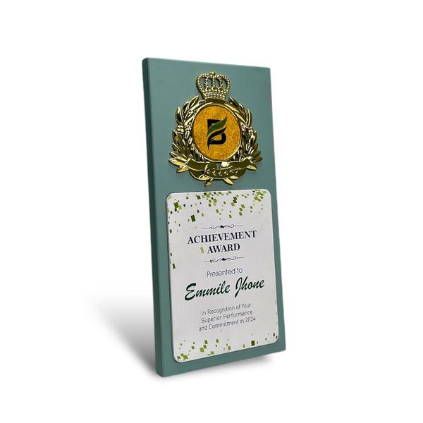 A stylish Wood & Metal Trophy combining natural wooden elegance with sleek metal accents, perfect for any achievement.Durable and customizable, it’s a timeless award designed to celebrate excellence with lasting impact.