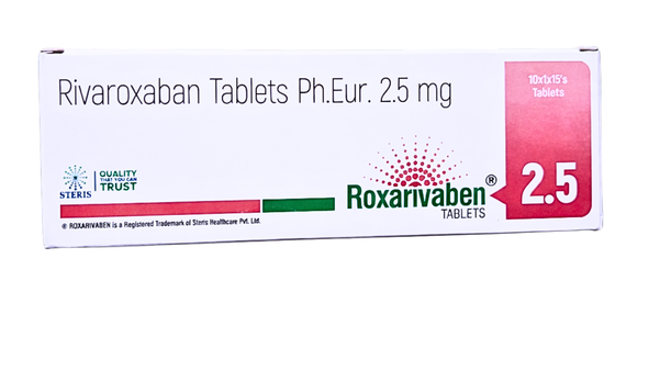 ROXARIVABEN 2.5 is a clinically trusted formulation of Rivaroxaban 2.5 mg, an advanced oral anticoagulant widely used for the prevention and management of thromboembolic disorders. It belongs to a class of medicines known as direct Factor Xa inhibitors, which work by preventing the formation of harmful blood clots in the body.Blood clot-related conditions such as deep vein thrombosis (DVT), pulmonary embolism (PE), and cardiovascular complications can be life-threatening if not treated effectively. ROXARIVABEN 2.5 is specifically designed to reduce these risks by maintaining smooth blood flow and minimizing clot formation without the need for frequent monitoring like traditional anticoagulants.This product is increasingly prescribed by healthcare professionals due to its predictable action, convenience, and proven efficacy in improving patient outcomes.How Rivaroxaban 2.5 mg WorksRivaroxaban works by selectively blocking Factor Xa, an essential enzyme in the blood coagulation process. Factor Xa plays a crucial role in converting prothrombin into thrombin, which ultimately leads to clot formation.By inhibiting this step:It reduces thrombin generationPrevents fibrin clot formationMaintains smooth blood circulationUnlike older anticoagulants, Rivaroxaban provides targeted action, minimizing complications while ensuring effective clot prevention.Uses of ROXARIVABEN 2.5ROXARIVABEN 2.5 is prescribed for multiple cardiovascular and thrombotic conditions. Some of its key uses include:1. Prevention of Cardiovascular EventsIt is commonly used in patients with:Coronary artery disease (CAD)Peripheral artery disease (PAD)It helps reduce the risk of:Heart attacksStrokeCardiovascular death2. Deep Vein Thrombosis (DVT)Prevents and treats blood clots that form in deep veins, usually in the legs.3. Pulmonary Embolism (PE)Used to prevent clots from traveling to the lungs, which can be life-threatening.4. Post-Surgical Clot PreventionRecommended after major surgeries (like knee or hip replacement) to prevent clot formation.5. Secondary PreventionHelps prevent recurrence of clotting events in high-risk patients.Key Benefits of ROXARIVABEN 2.51. Effective AnticoagulationProvides reliable prevention against clot formation with a targeted mechanism of action.2. No Routine Monitoring RequiredUnlike warfarin, it does not require frequent INR monitoring, making it more convenient for patients.3. Predictable PharmacokineticsOffers consistent and predictable results, reducing dose adjustments.4. Reduced Risk of Stroke & Heart AttackSignificantly lowers the chances of major cardiovascular events in high-risk individuals.5. Oral AdministrationEasy-to-take tablet form improves patient compliance compared to injectable anticoagulants.6. Rapid Onset of ActionBegins working quickly after administration, providing faster protection.7. Lower Drug & Food InteractionsHas fewer dietary restrictions compared to traditional anticoagulants.Dosage and AdministrationThe typical dose is Rivaroxaban 2.5 mg, taken as prescribed by a healthcare professional.Usually taken twice daily with food for optimal absorption.Dosage may vary depending on the condition and patient profile.Important Guidelines:Take the medicine at the same time each dayDo not skip dosesDo not stop medication without consulting a doctorIf a dose is missed, take it as soon as remembered unless it’s close to the next doseSide Effects of ROXARIVABEN 2.5Like all medications, ROXARIVABEN 2.5 may cause some side effects. Most are mild, but some may require medical attention.Common Side Effects:Bleeding (minor bruising, nosebleeds)NauseaHeadacheDizzinessModerate Side Effects:Prolonged bleeding from cutsBlood in urine or stoolsFatigue or weaknessSerious Side Effects (Seek Immediate Medical Help):Severe or uncontrolled bleedingVomiting blood or coughing bloodSudden severe headacheDifficulty breathingPrecautions and Warnings1. Bleeding RiskAs an anticoagulant, it increases the risk of bleeding. Patients should:Avoid activities with injury riskInform doctors before surgeries or dental procedures2. Kidney & Liver ConditionsUse with caution in patients with:Kidney impairmentLiver disease3. Drug InteractionsInform your doctor if you are taking:Other blood thinnersNSAIDsCertain antibiotics or antifungals4. Pregnancy & BreastfeedingNot recommended unless prescribedConsult a doctor before use5. Elderly PatientsMay require careful monitoring due to increased bleeding risk.Storage InstructionsStore in a cool, dry placeKeep away from direct sunlightKeep out of reach of childrenWhy Choose ROXARIVABEN 2.5?ROXARIVABEN 2.5 stands out in the anticoagulant segment due to its:Proven efficacy in cardiovascular protectionEase of use and patient complianceMinimal monitoring requirementsStrong safety and tolerability profileIt is an ideal choice for long-term management of thrombotic conditions and cardiovascular risk reduction.ConclusionROXARIVABEN 2.5 (Rivaroxaban 2.5 mg) is a modern, reliable, and highly effective anticoagulant that plays a crucial role in preventing life-threatening clot-related complications. With its targeted mechanism, ease of administration, and reduced need for monitoring, it has become a preferred choice among healthcare professionals and patients alike.