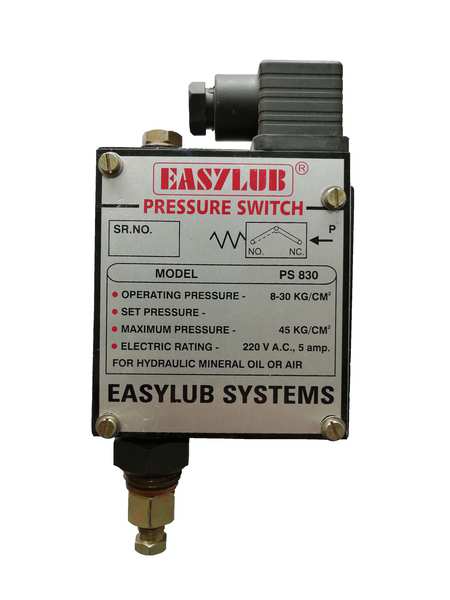 Ensure your industrial systems run at peak performance with our high-precision PS 8-30 Pressure Switch. Engineered for reliability, this component offers a versatile pressure range of 8 to 30 kg/cm², providing accurate monitoring and safety for your lubrication circuits. Built to withstand demanding environments, our durable spares prevent costly downtime by delivering consistent, automated control. Trust in our quality engineering to keep your machinery pressurized, protected, and operating efficiently day after day. Precision matters—invest in the best.
