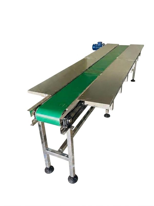Rudra Engineering Solutions offers high-quality Packing Belt Conveyors designed for smooth, efficient, and reliable product handling during packaging operations. These conveyors are widely used in industries where continuous movement of products is required for packing, inspection, labeling, and assembly processes.Our packing belt conveyors are manufactured using a robust stainless steel or mild steel structure combined with high-grade PVC/PU belts, ensuring durability, hygiene, and long service life. The system is designed for smooth and vibration-free operation, making it ideal for handling lightweight to medium-weight products with precision.With customizable length, width, height, and speed options, our conveyors can be tailored to meet specific production requirements. The ergonomic design allows easy integration with packing tables, sealing machines, and other automation systems, improving overall productivity and efficiency.Key Features:मजबूत and sturdy MS/SS structureHigh-quality PVC/PU belt for smooth conveyingAdjustable height and speed control optionsLow noise and maintenance-free operationHygienic design suitable for clean environmentsEasy integration with packing and inspection linesApplications:Packaging & Assembly LinesFood Processing IndustryPharma & FMCG IndustriesWarehousing & LogisticsInspection & Sorting SystemsRudra Engineering Solutions delivers customized conveyor systems that enhance operational efficiency, reduce manual effort, and ensure consistent performance in packaging processes.